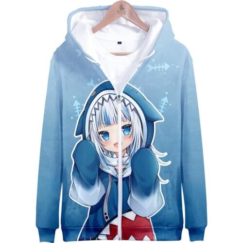 HOLOLIVE VTuber Gawr gura 3D print autumn and winter Holiday passionate style Men/Women casual Youthful Kawaii Zip hooded