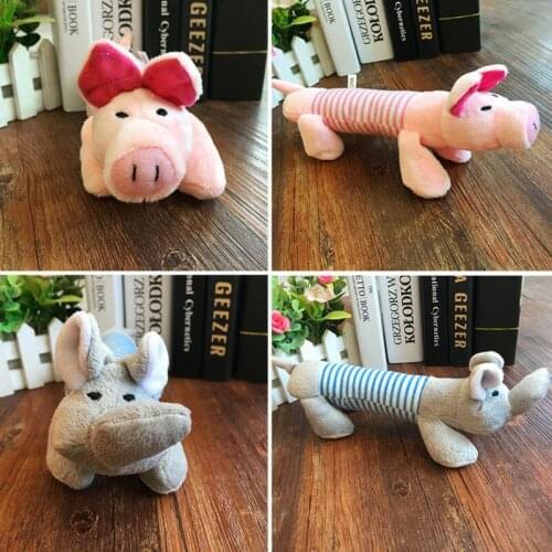 Pet Dog Toys Plush Interactive Toys Play Puppy Cat Squeaker Quack Sound Throw Pig Elephant Duck Doll Chew Toy