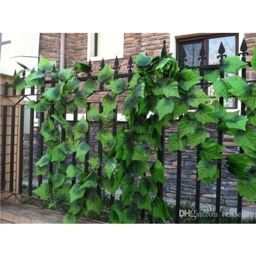 240CM Length Artificial green grape vines large leafs Winding vine Green Leaf Ivy flower Rattan for Home Decor Bar Restaurant