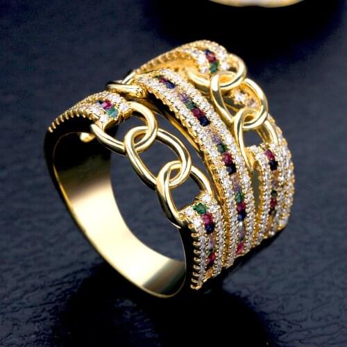 Bride Talk Luxury Super Big Rings Paved Zirconia Brass Jewelry Accessories Engagement Wedding Crystal Shiny Rings For Women Gift