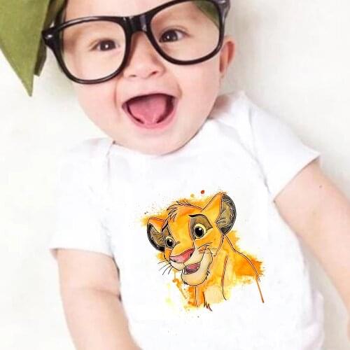 New Disney The Lion King Simba Printing Baby Girl Boy Romper Harajuku Trend Infant Jumpsuit Summer Casual Streetwear 0-24M