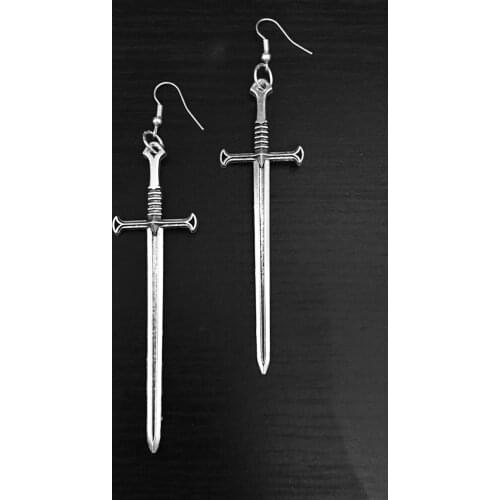 Swords Earrings Soldiers Gothic Jewelry Witch Fashion Women Gift Creativity Punk Rock Beautiful Wholesale Statement Big Pendant