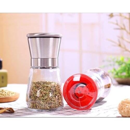 Salt & Pepper Mill Grinder Solid Seasoning Manual Grinding Glass Bottle Kitchen Tools Accessories For Cooking
