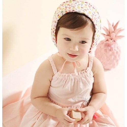 Yundfly Cute Newborn Kids Girl Bonnet Fruit Printing Nordic Vintage Baby Cotton Beanie Hat Retro Children Christening Cap
