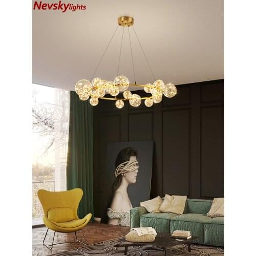 Minimalist chandelier lighting living room led chandelier bedroom ceiling lamp glass ball brass kitchen fixture nordic lighting