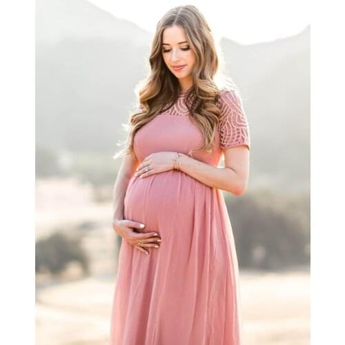 2021 New Maternity Lace Dress Women Clothes Photography Props Elegant Pregnant Dress Female Long Dress Pregnancy Photo Shoot
