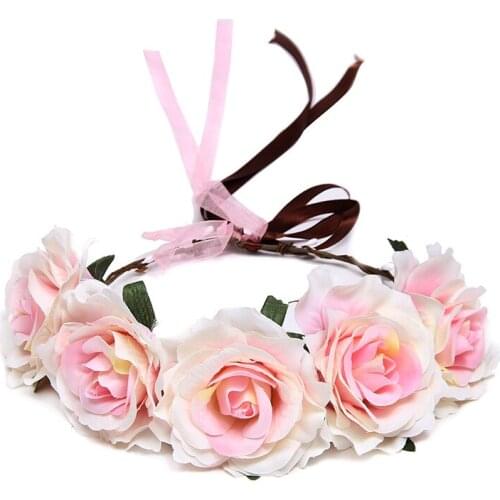 Ball Party Hair Accessories Wedding Dress Accessories Simulation Red Rose Flower Headdress Bridal Wreath