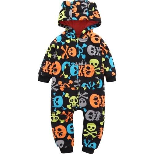 Baby boy clothes autumn winter Long sleeve skull print 2018 new style Jumpsuit for 0-24M newbron baby girls one piece clothes