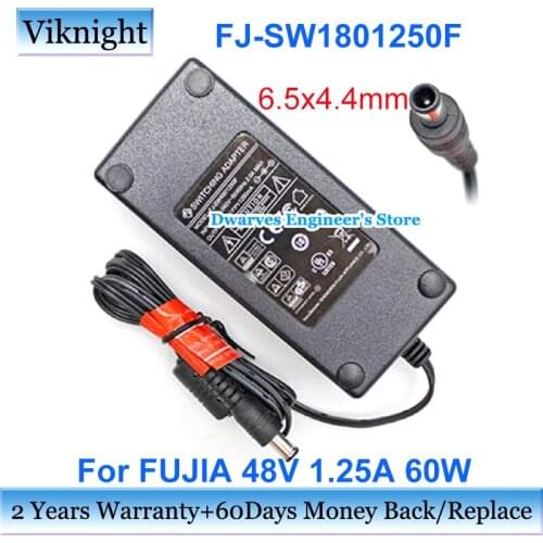 Genuine FJ-SW1801250F 48V 1.25A 60W AC Adapter Laptop Charger For FUJIA Power Supply 6.5x4.4mm