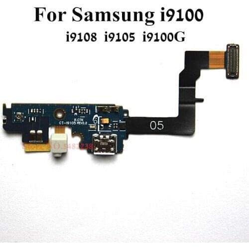 Original USB Charging Dock Port Flex cable For Samsung I9100 I9108 I9105 I9100G Charger plug board with Microphone Replacement
