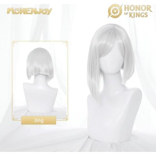 Monenjoy Honor of Kings Jing Cosplay Wig Silver Gray Cos Hair