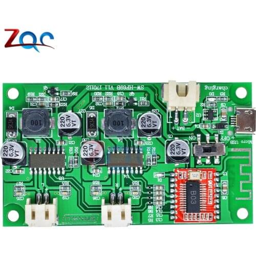 Bluetooth Power Amplifier Board 2×6W DC 5V/3.7V Lithium Battery with Charge Management HF69B 4Ω 6Ω 8Ω