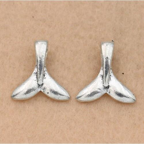 KJjewel Mermaid Tail Charm Pendant Tibetan Silver Plated Jewelry DIY Making Bracelet Accessories 17x16mm 10pcs/lot