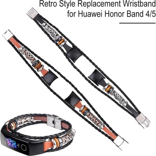 Retro Style Wristband Strap Sport Band Fashion Smart Strap for Huawei Honor Band 4/5 Replacement Watch Band