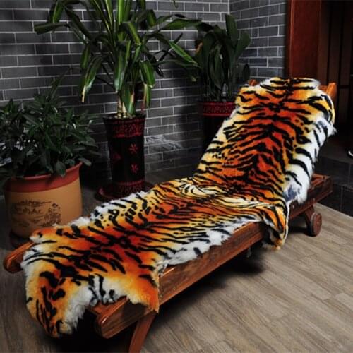 Luxury Imitate Tiger Printed Area Rug Sheepskin Rug Australian Sheepskin Pelts Fur Blanket Home Carpets Bedroom Living Room
