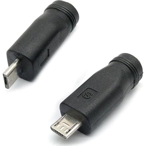 2pcs 5.5 x 2.1mm Female to Mini / Micro USB Male DC Power Plug for V8 Android