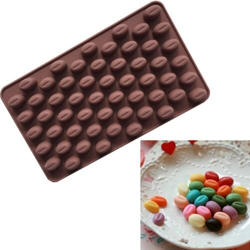 Fast shipping 300pcs New Arrival High Quality Silicone 55 Cavity Mini Coffee Beans Chocolate Sugar Candy Mold Mould Cake