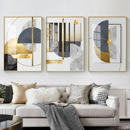 Modern Gold Abstract Geometric Art Pattern Mosaic Decorative Painting For Wall Art Decor Home Decoration