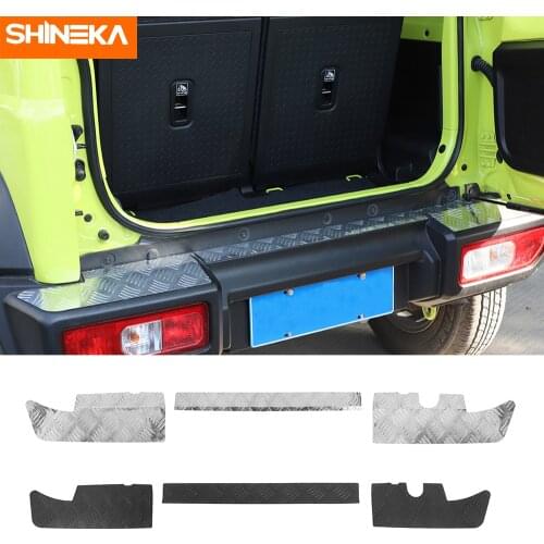 SHINEKA Bumpers Protection For Suzuki Jimny Car Rear Bumper Panel Trims Cover Aluminum Alloy Accessories For Suzuki Jimny 2019