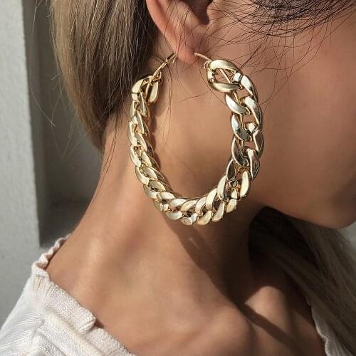 KMVEXO Punk Luxury Wedding Big Hoop Earrings For Women Exaggerated Statement Earrings Brincos Jewelry Fashion Ear Jewelry