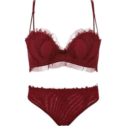 MengShan Maiden underwear suit Lace Thin section Close bra + sexy underwear Lovely woman Bra Set AB cup suit