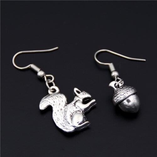 1pair Acorn Squirrel Dangle Drop Earrings Handmade DIY Animal Jewelry For Women E800