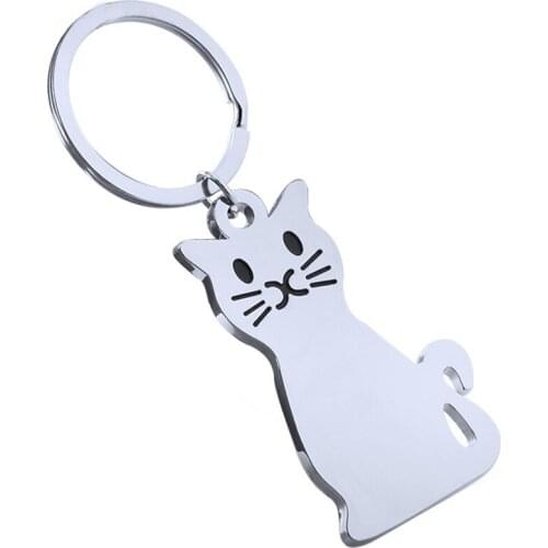 1PC Popular Cartoon Cat Family Keychain Custom Stainless Steel Key Ring Cartoon Cat Kid Pendant For Man Women Decoration pendant