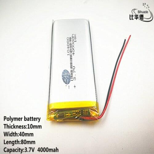 10pcs/lot Good Qulity 3.7V,4000mAH,104080 Polymer lithium ion / Li-ion battery for TOY,POWER BANK,GPS,mp3,mp4