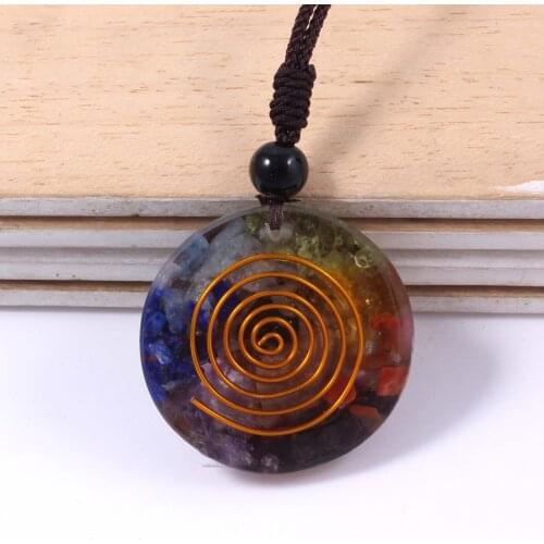 100-Unique 1 Pcs Ammonite Reliquiae Organic Glass Cabochon Pendant Energy Symbol Necklace With Weave Rope Chain Jewelry
