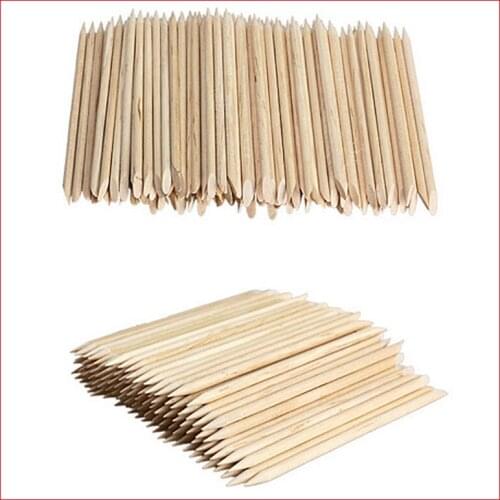 100X Nail Art Design Orange Wood Stick Cuticle Pusher Remover Manicure Care Cuticle Pusher Remover Spade Sharp Tip Two-end Manic