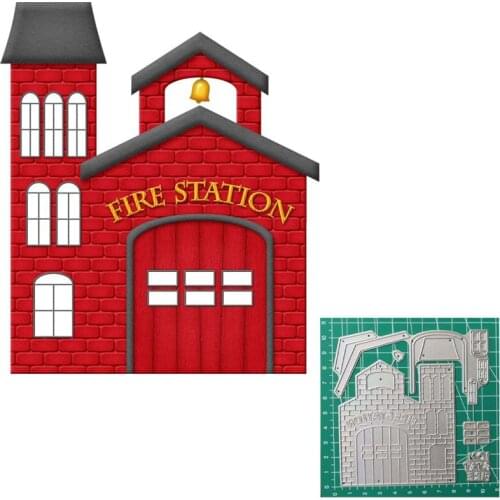106*106mm Fire Station House Metal Cutting Dies Scrapbooking Dies Metal Nouveau Arrivage 2019
