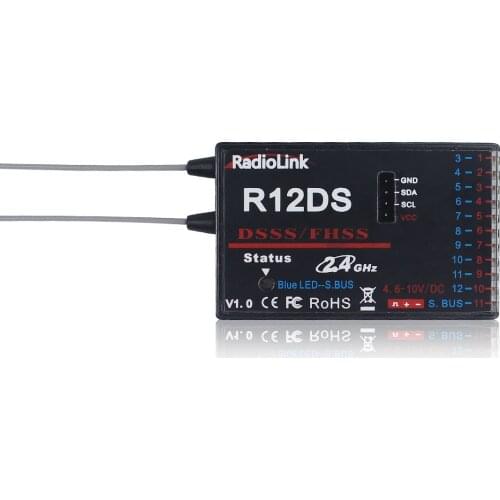 RadioLink R12DS 12CH 12 Channel Receiver 2.4Ghz For AT10 Transmitter Aircraft Aerial Photography Device