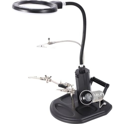 2.5X(6D)/4X(12D) 16 Smd Leds Magnifier Soldering Helping Hand Desktop Magnifying Glass Welding Repair Auxiliary Tool