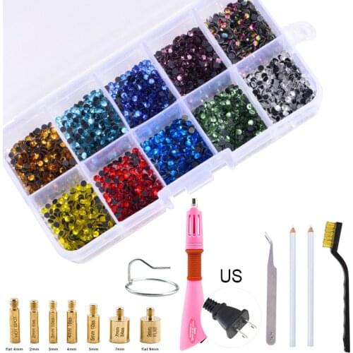 2000pcs Colorful Hot Fix Rhinestones Full Set With Hotfix Applicator Crystal Glass Iron On Rhinestones for Wedding Dress B1094