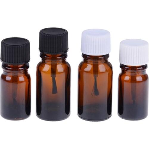 5/10ml Empty Glass Nail Polish Gel Bottle Containers Brown Brush Bottle Nail Polish Holder Nail Polish Storage 2 Size