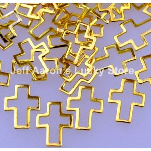 50PCS Gold Silver Cross 3D Metal Nail Art Decoration Accessories Nail Supplies Tools Big Size