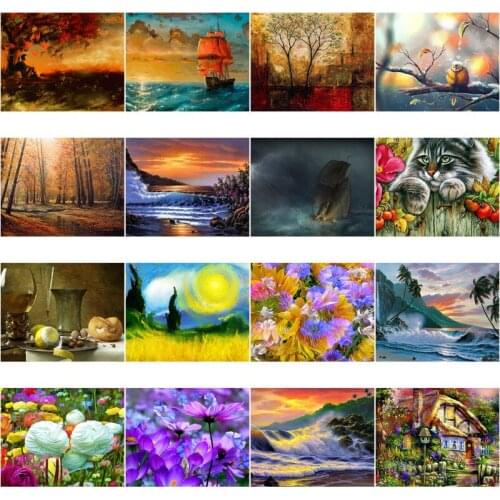 5D Diy Diamond Embroidery Mosaic Paintings Full Square Round Rhinestone Landscape Pictures Wall Art Home Bedroom Decoration