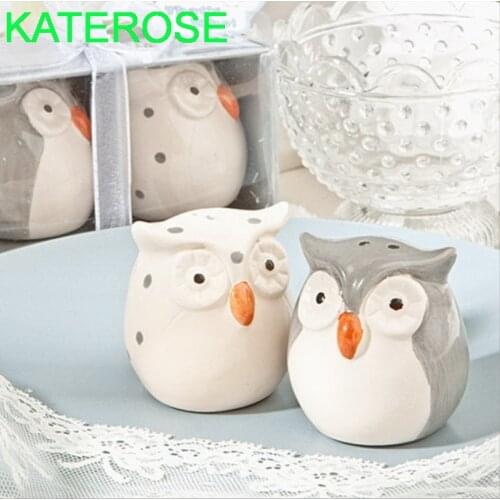6SETS Baby Shower Favors Ceramic Owl Design Salt&Pepper Shakers Wedding Seasoning Pot Kitchen Party Giveaways