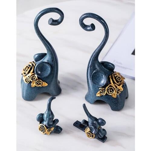 Abstract Elephant Family Statue Resin Swing Elephant Sculpture Adornment Home Decor Birthday Souvenir Craft Gift for Parents