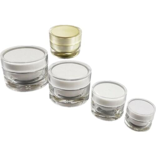 Wholesale 30g/50g Acrylic Cream Bottles Facial Cream Tins Skin Care Cream Jars White/Gold Makeup Cosmetic Refillable Packagings