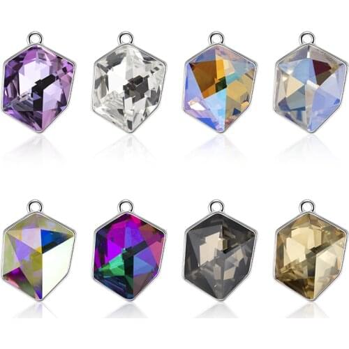 Astrobox K9 Glass Rhinestones Ice Cube Necklace Women Crystal Shiny Pendant Rhinestone Decoratio Sweater DIY Necklaces Pendant