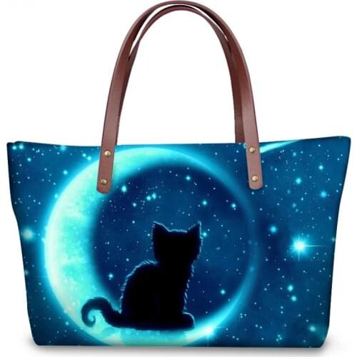 Brand Luxury Design Handbags Women Moon Cat Printing Top-Handle Bag Shoulder Bag Shopping Bag Casual Storage Bag Totes