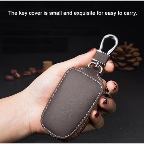 Car Key Cover Case Key Cowhide Protective Genuine Leather Fashion Wallet Universal Remote Control Holder 5.51*2.28Inch