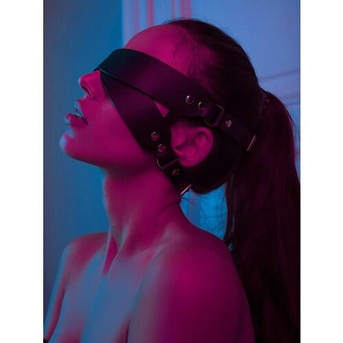 A65 Black Ladies Sexy Eye Mask Unisex Leather Masks Adult Sex Game Fun Blindfold Alternative SM Toys Sexy Harness