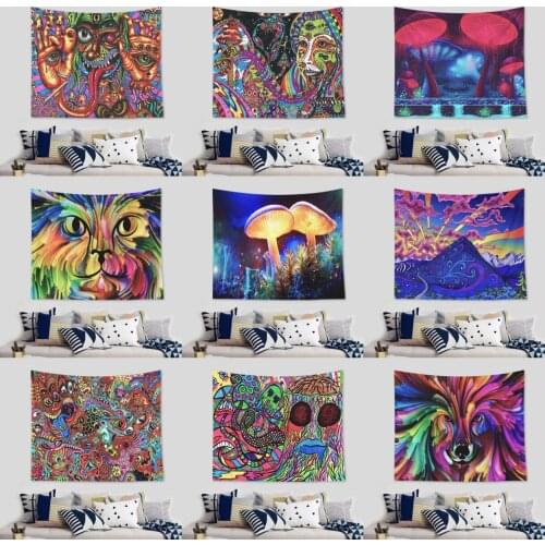 Mushroom Illusory Art Tapestry Ins Tapestry Household Bedside Decoration Cloth Hanging Tapiz 95*73cm/150*130cm/200*150cm