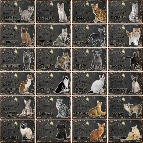 [ Kelly66 ] Pets Every Day Is Better With A Cat Metal Sign Tin Poster Home Decor Bar Wall Art Painting 20*30 CM Size Dy100