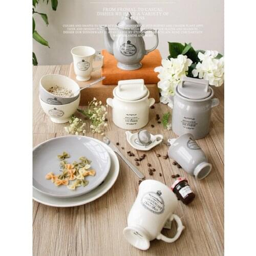 French Sealed Tea Storage Tank Western Food Tray Mark Coffee Milk Cup Teapot Set