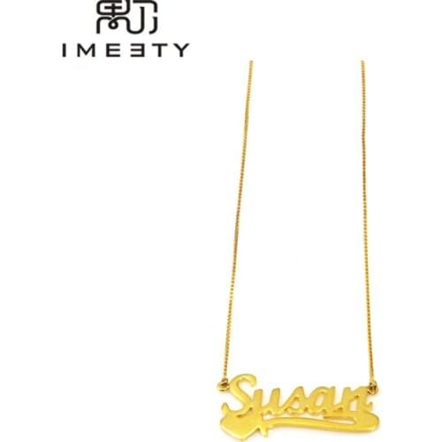 IMEETY personalized necklace charms with names wire cursive heart nameplate necklace custom side heart nameplate necklace gift