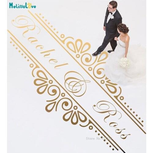 Custom Bride Groom Name Wedding Dance Party Floor Sticker Large Monogram Personalized Name Decals Vinyl Décor YT4790
