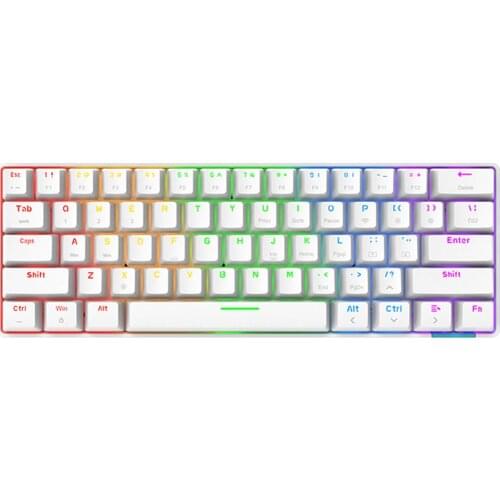 STK61 Bluetooth Wired Dual-mode RGB Mini 61 Keys Mechanical Gaming Keyboard - White (Blue Switch)